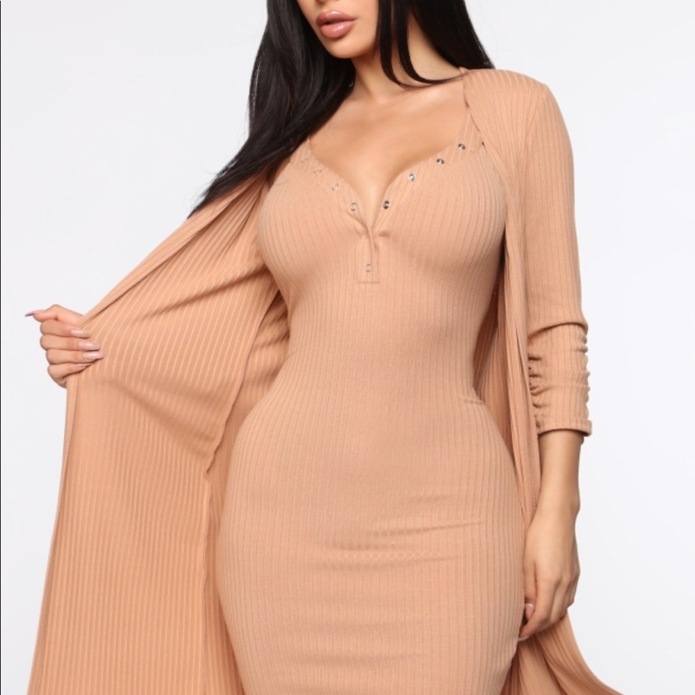Malia ribbed dress set - Taupe